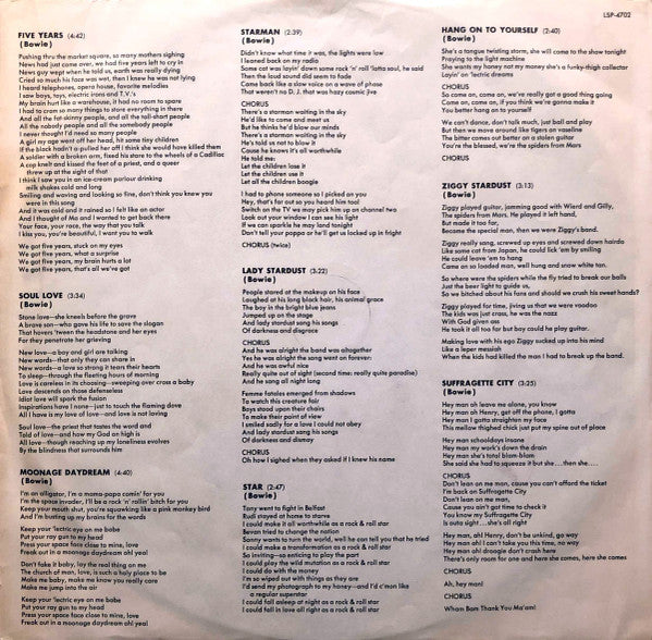 David Bowie : The Rise And Fall Of Ziggy Stardust And The Spiders From Mars (LP, Album, RP)