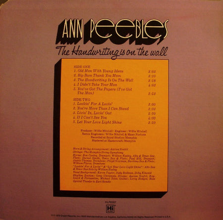 Ann Peebles : The Handwriting Is On The Wall (LP, Album)