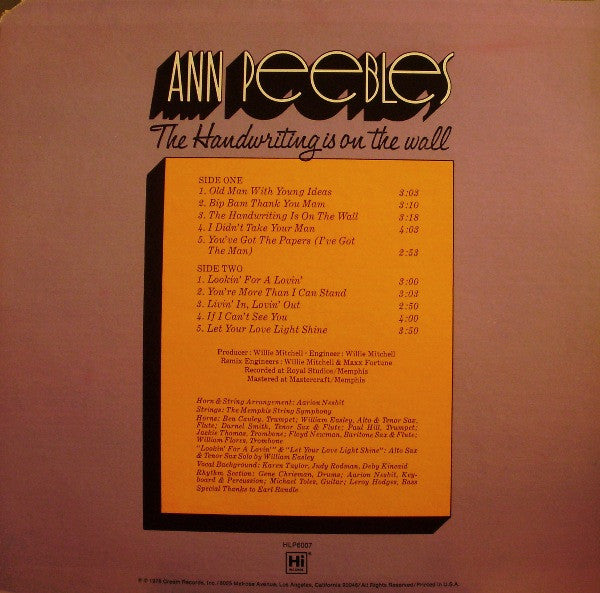 Ann Peebles : The Handwriting Is On The Wall (LP, Album)