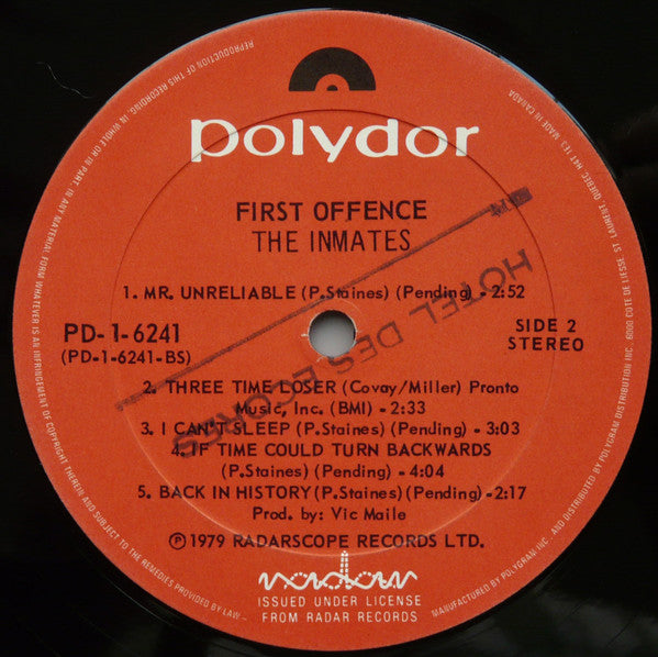 The Inmates (2) : First Offence (LP, Album, Qua)
