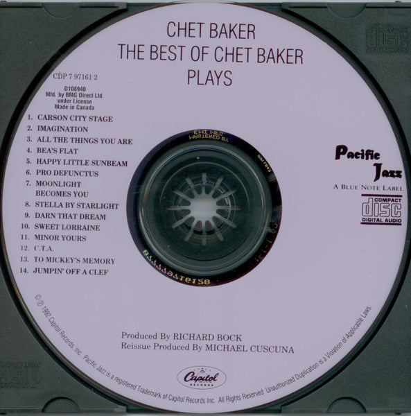 Chet Baker : The Best Of Chet Baker Plays (CD, Comp, Club, RE)