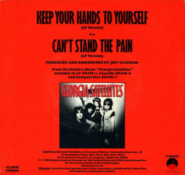The Georgia Satellites : Keep Your Hands To Yourself  (7", SP )