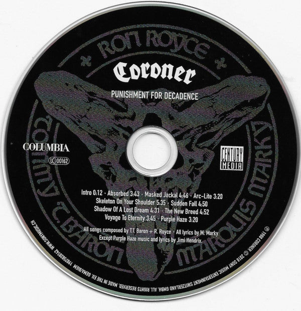 Coroner : Punishment For Decadence (CD, Album, RE, RM)