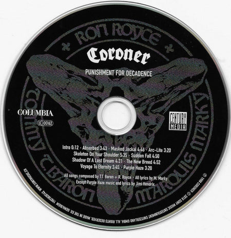 Coroner : Punishment For Decadence (CD, Album, RE, RM)