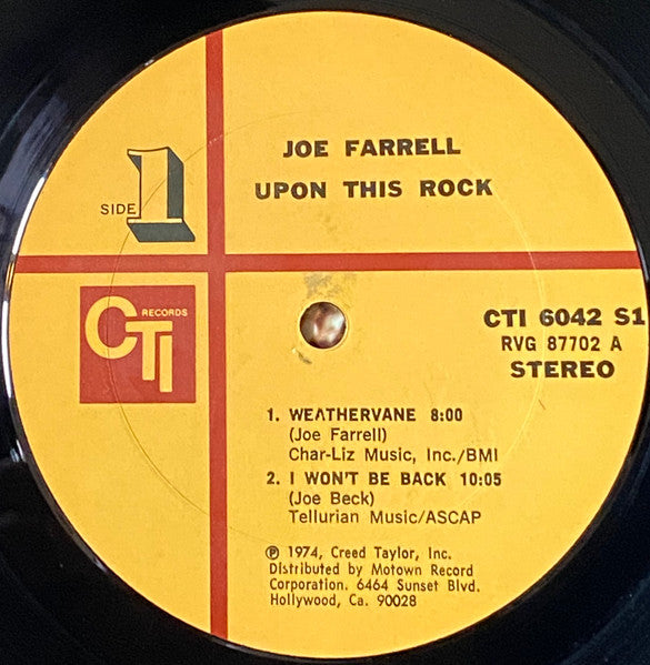 Joe Farrell : Upon This Rock (LP, Album, Pit)