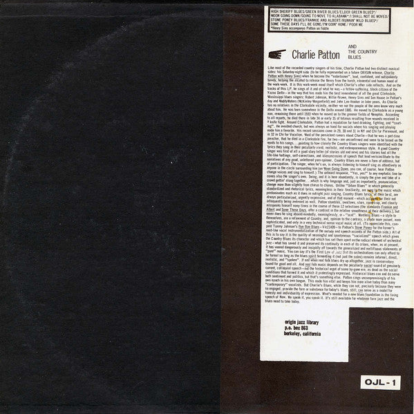 Charley Patton : The Immortal Charlie Patton Number 1 (LP, Comp)