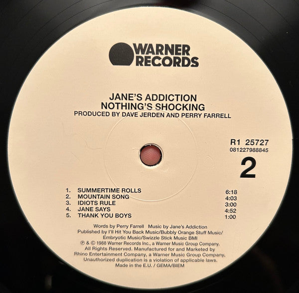 Jane's Addiction : Nothing's Shocking (LP, Album, RE, RP, 180)
