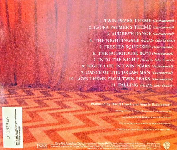 Angelo Badalamenti : Soundtrack From Twin Peaks (CD, Album, Club, BMG)