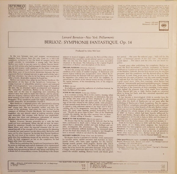 Hector Berlioz - Leonard Bernstein, New York Philharmonic : Symphonie Fantastique, Op. 14 (LP)