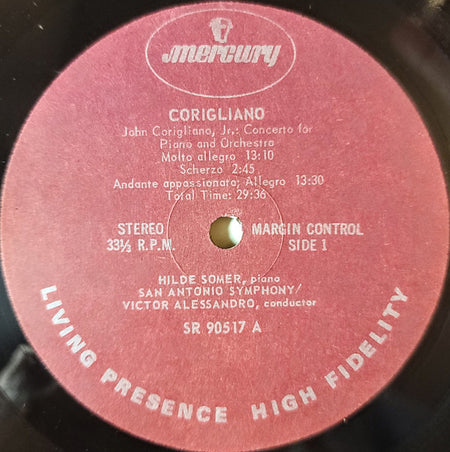 John Corigliano / Richard Strauss, Hilde Somer / San Antonio Symphony Orchestra / Victor Alessandro : Concerto for Piano and Orchestra / Parergon To The Sinfonia Domestica (LP, Ind)