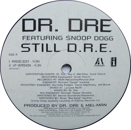 Dr. Dre Featuring Snoop Dogg : Still D.R.E. (12")