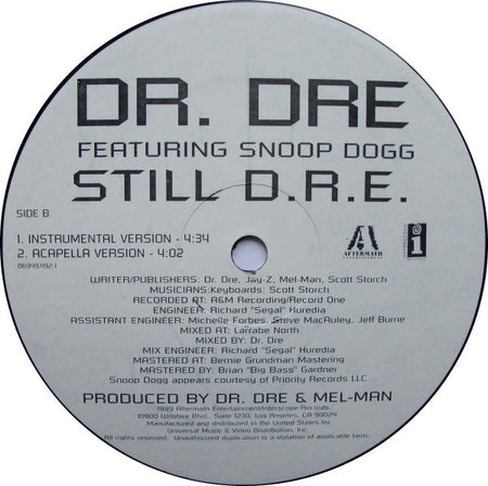 Dr. Dre Featuring Snoop Dogg : Still D.R.E. (12")