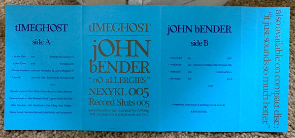 Timeghost / John Bender : No Allergies (Cass, C40)