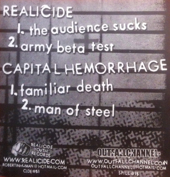 Realicide / Capital Hemorrhage : Split EP (7", Ltd)