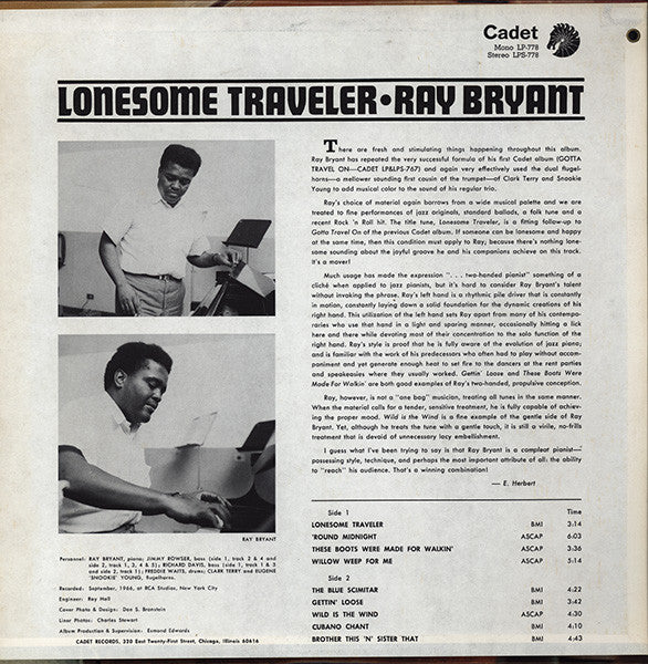 Ray Bryant : Lonesome Traveler (LP, Album, Mono)