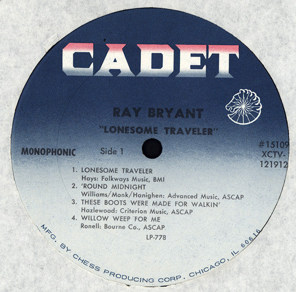 Ray Bryant : Lonesome Traveler (LP, Album, Mono)