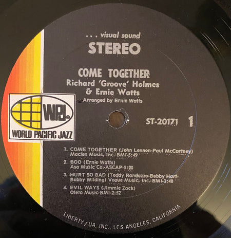 Richard "Groove" Holmes And Ernie Watts : Come Together (LP, Album)