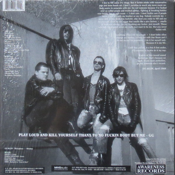 GG Allin : Freaks, Faggots, Drunks & Junkies (LP, Album, RE)