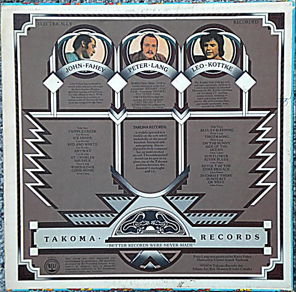 Leo Kottke / Peter Lang / John Fahey : Leo Kottke, Peter Lang, John Fahey (LP, Album)