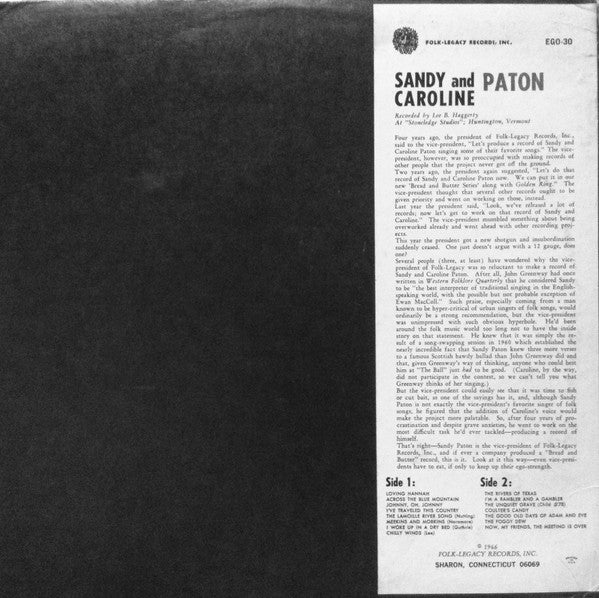 Sandy* And Caroline Paton : Sandy And Caroline Paton (LP, Album)