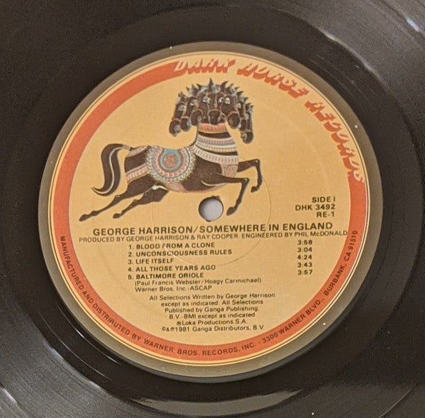 George Harrison : Somewhere In England (LP, Album, Spe)