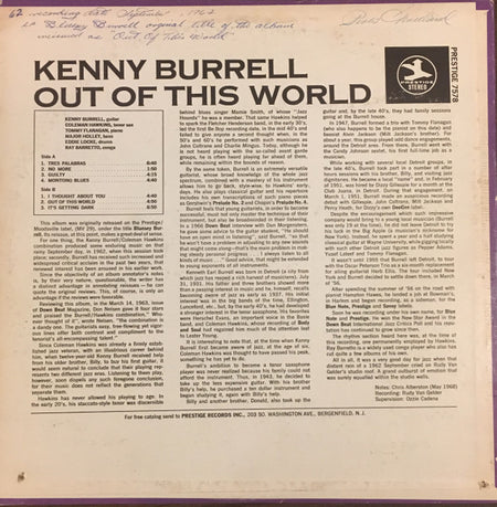 Kenny Burrell : Out Of This World (LP, Album, RE)