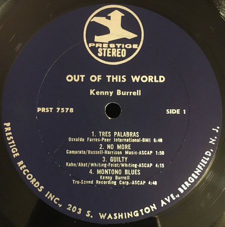 Kenny Burrell : Out Of This World (LP, Album, RE)