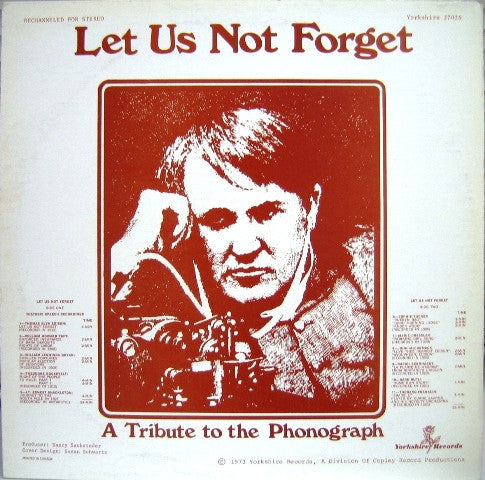 Various : Let Us Not Forget: A Tribute To The Phonograph (LP, Comp)