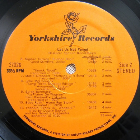 Various : Let Us Not Forget: A Tribute To The Phonograph (LP, Comp)