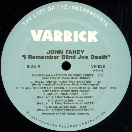 John Fahey : I Remember Blind Joe Death (LP, Album)