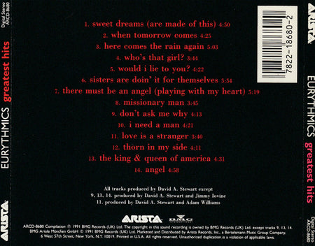 Eurythmics : Greatest Hits (CD, Comp, RP)
