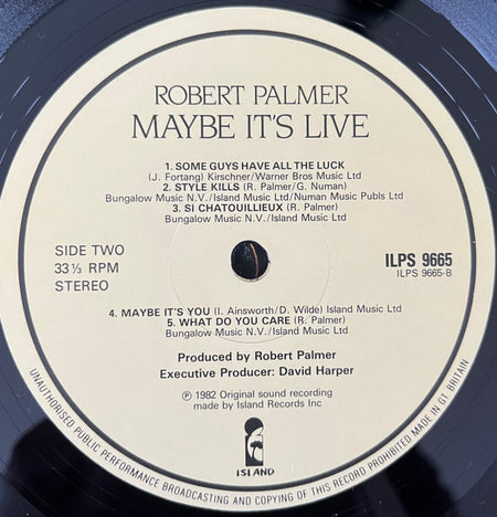 Robert Palmer : Maybe It's Live (LP, Album)