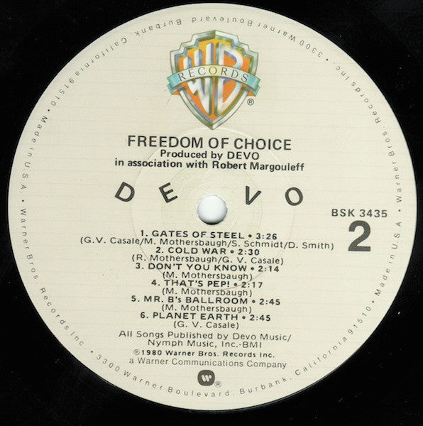 Devo : Freedom Of Choice (LP, Album, Jac)