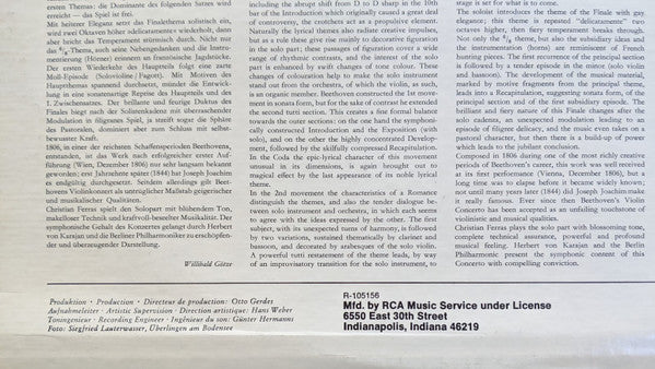 Beethoven* - Christian Ferras, Herbert von Karajan, Berlin Philharmonic* : Violin Concerto (LP, Album, Club, RE)