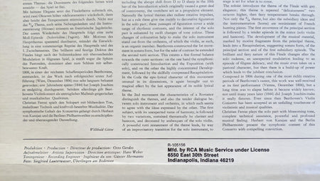 Beethoven* - Christian Ferras, Herbert von Karajan, Berlin Philharmonic* : Violin Concerto (LP, Album, Club, RE)