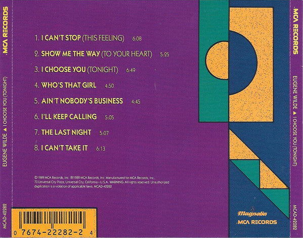 Eugene Wilde : I Choose You (Tonight) (CD, Album)