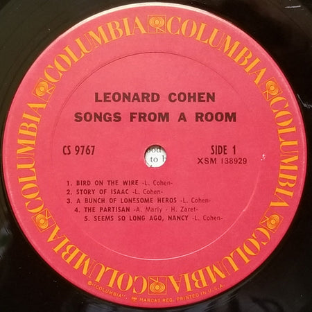 Leonard Cohen : Songs From A Room (LP, Album, RE, Ter)