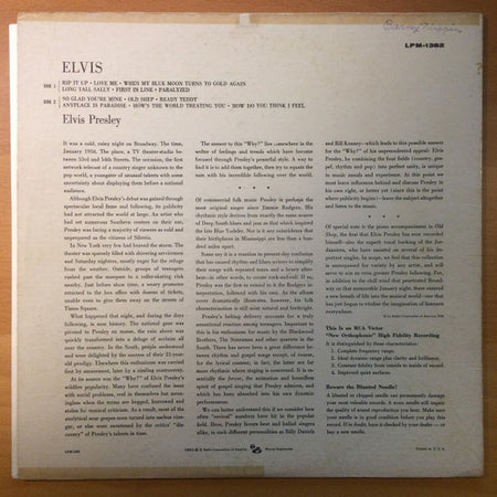 Elvis Presley : Elvis (LP, Album, Mono)
