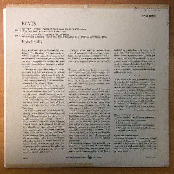 Elvis Presley : Elvis (LP, Album, Mono)