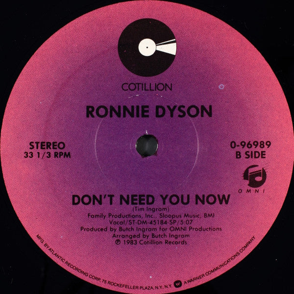 Ronnie Dyson : All Over Your Face b/w Don't Need You Now (12", SP )