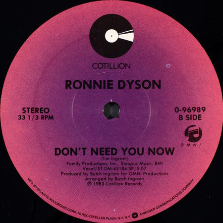 Ronnie Dyson : All Over Your Face b/w Don't Need You Now (12", SP )