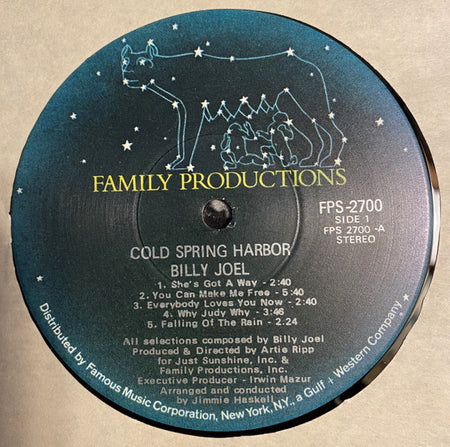 Billy Joel : Cold Spring Harbor (LP, Album, Scr)