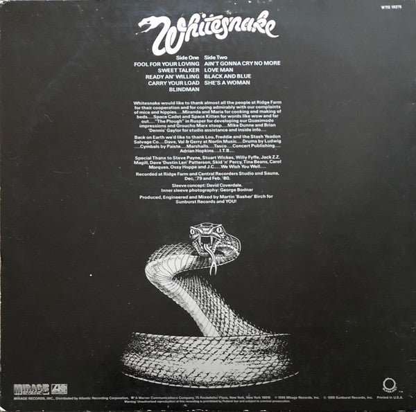 Whitesnake : Ready An' Willing (LP, Album)