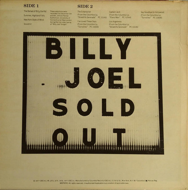 Billy Joel : Souvenir (LP, Promo, Smplr)
