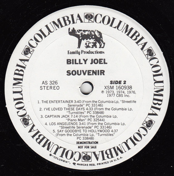 Billy Joel : Souvenir (LP, Promo, Smplr)