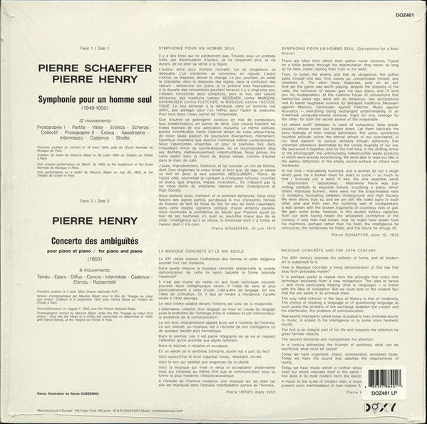 Pierre Schaeffer & Pierre Henry / Pierre Henry : Symphonie Pour Un Homme Seul / Concerto Des Ambiguïtés (LP, Album, RE, 180)