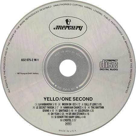 Yello : One Second (CD, Album, PDO)