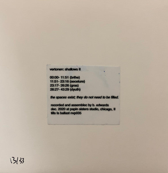 Vertonen : Shallows II (CDr, Album, Ltd)