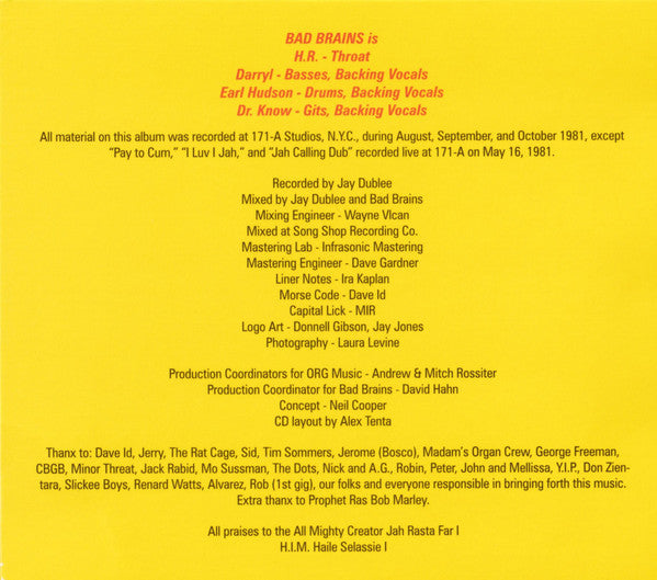 Bad Brains : Bad Brains (CD, Album, RE, RM, Dig)