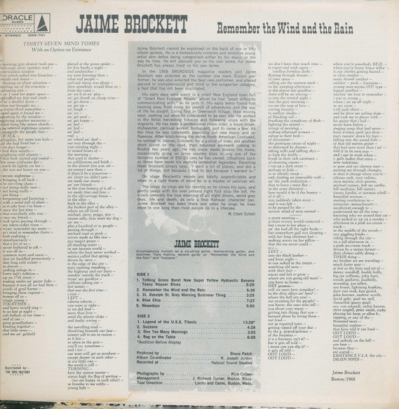 Jaime Brockett : Remember The Wind And The Rain (LP, Album)